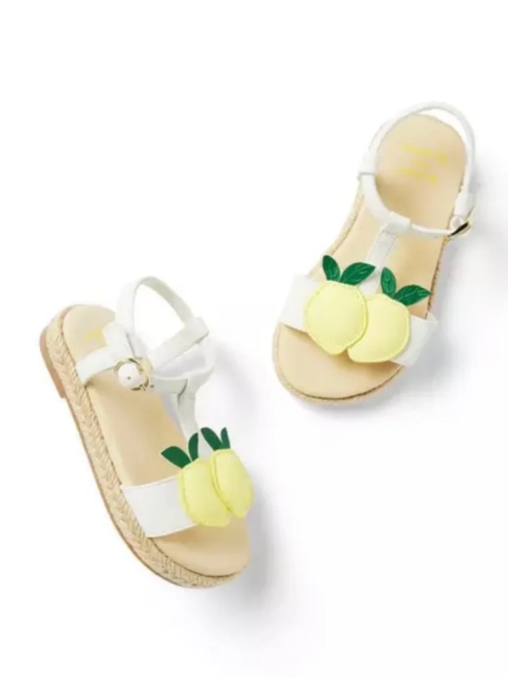 Janie and Jack Lemon Sandal - White Strap with Yellow Lemon Appliqués